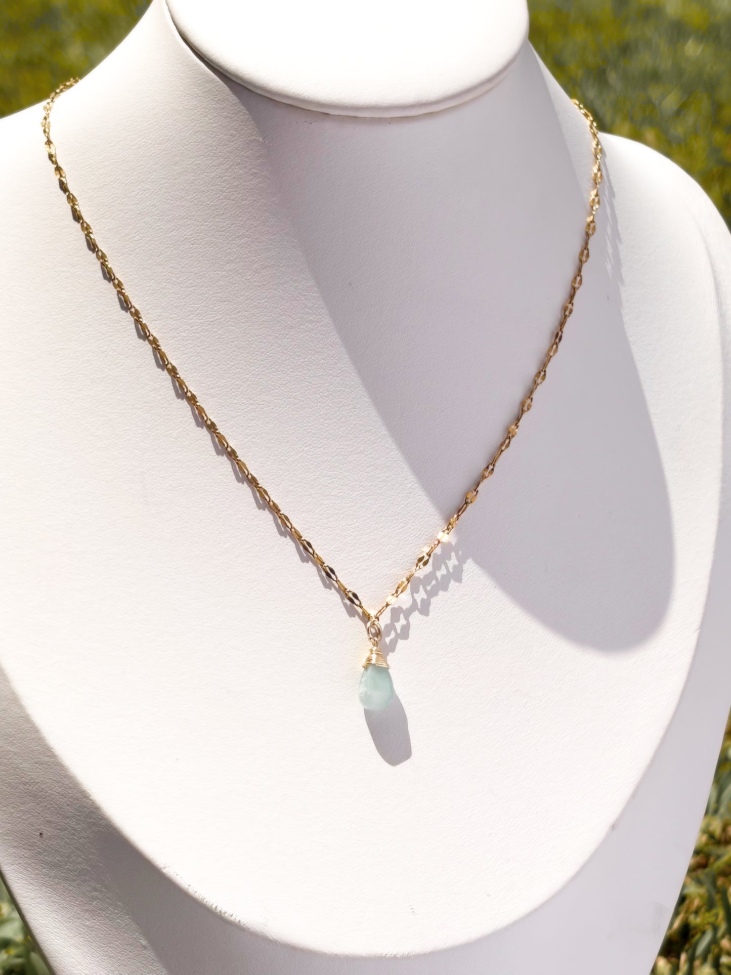 Gold Larimar Pendant Necklace
