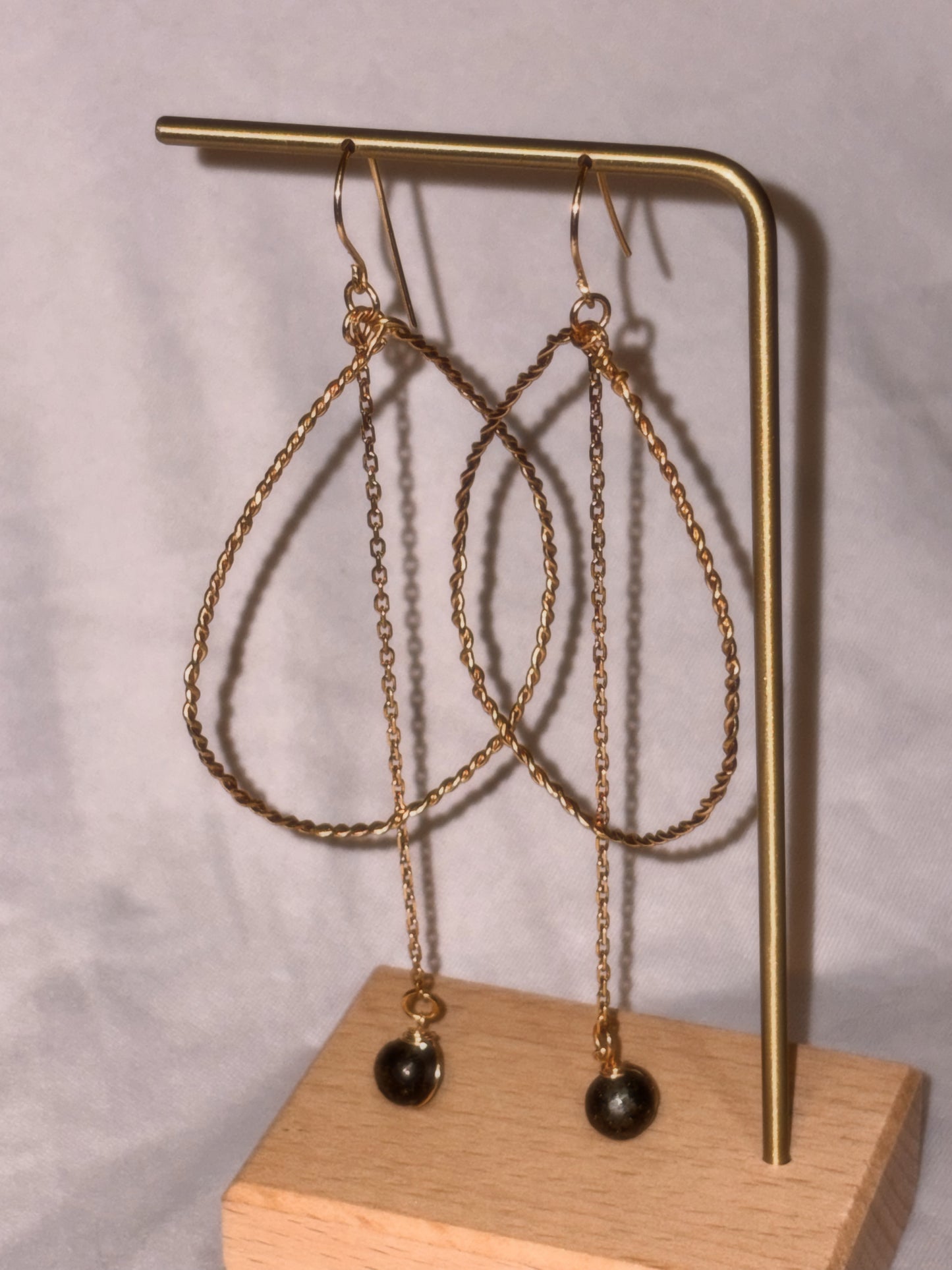 Smoky Quartz Gold Hoops
