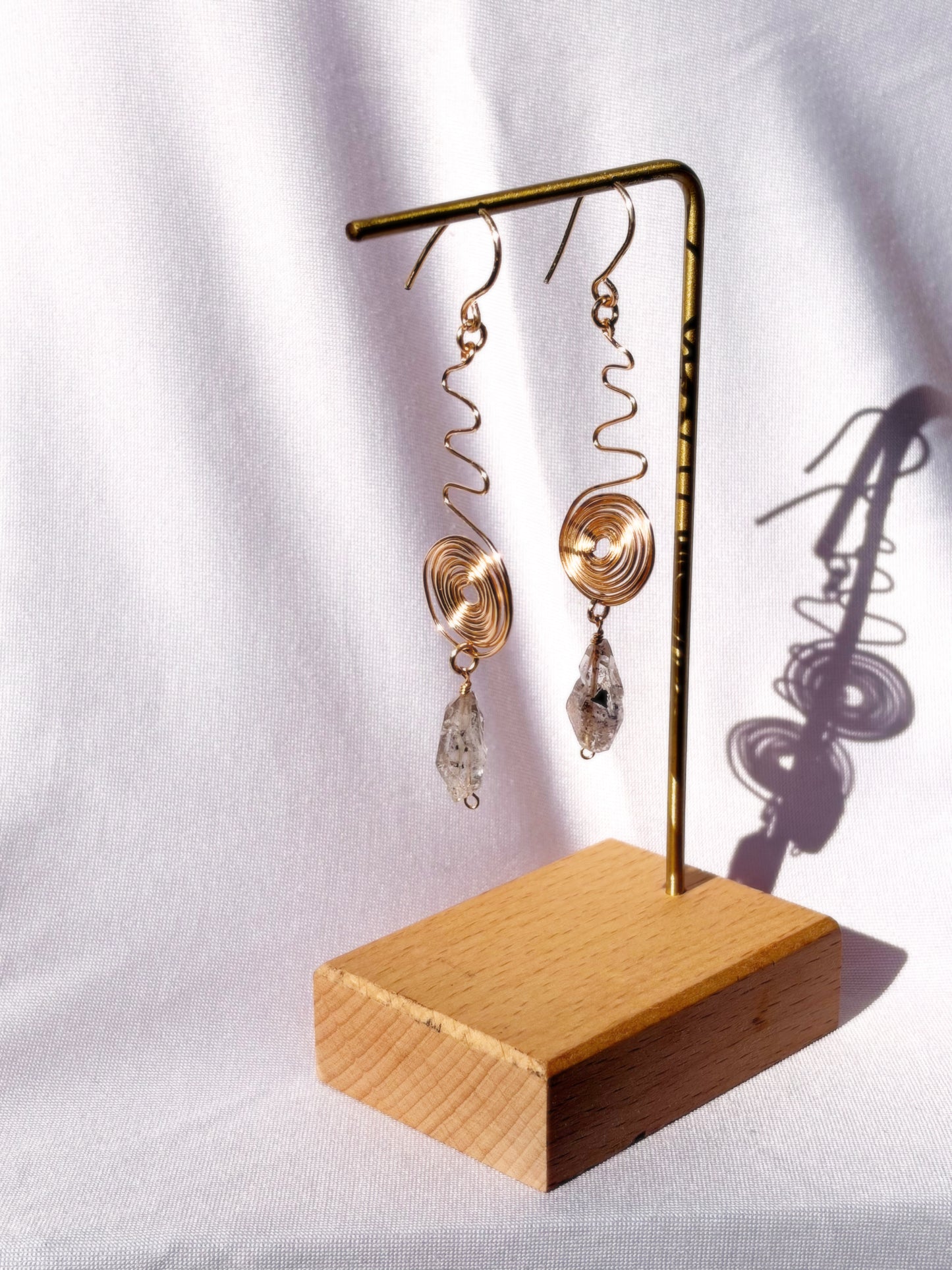 Herkimer Diamond swirl earrings