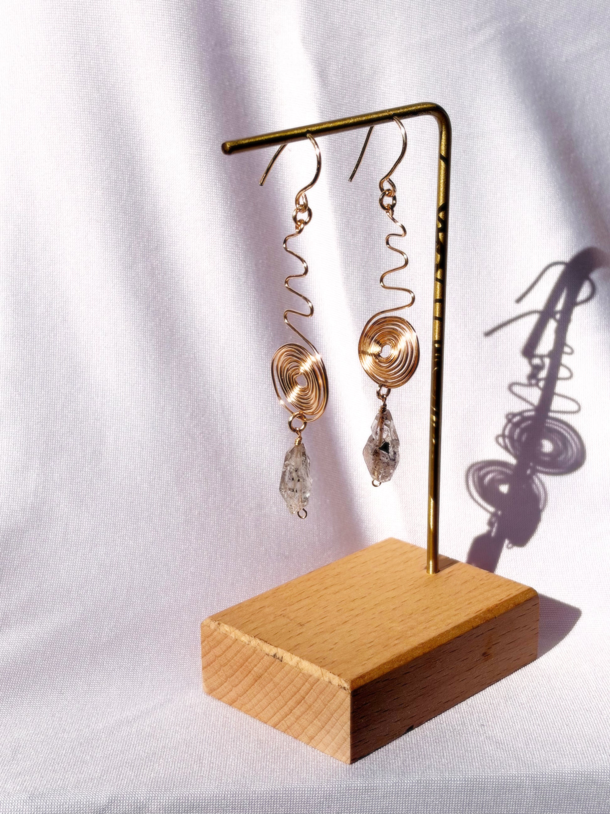 Herkimer Diamond swirl earrings