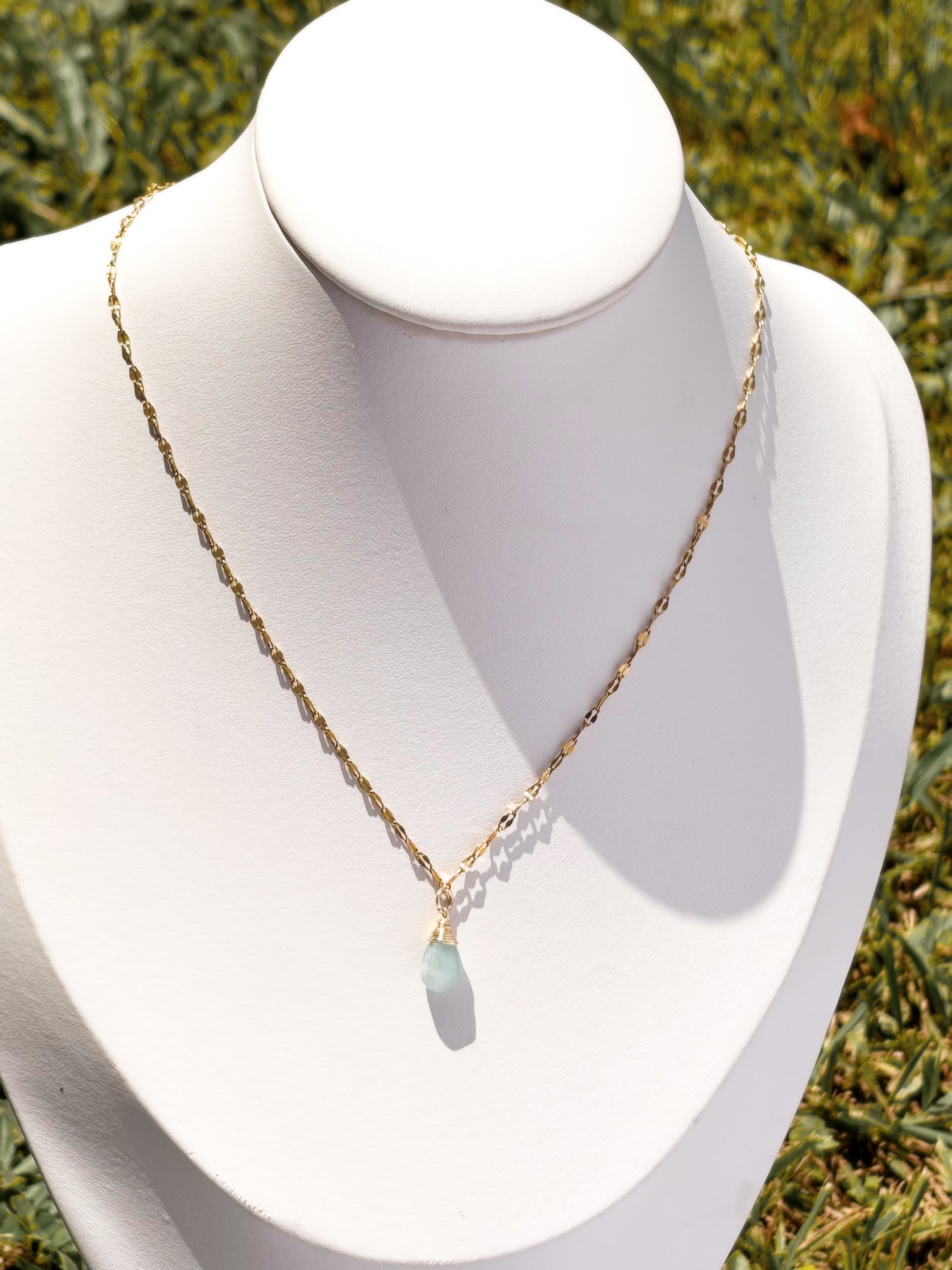 Gold Larimar Pendant Necklace
