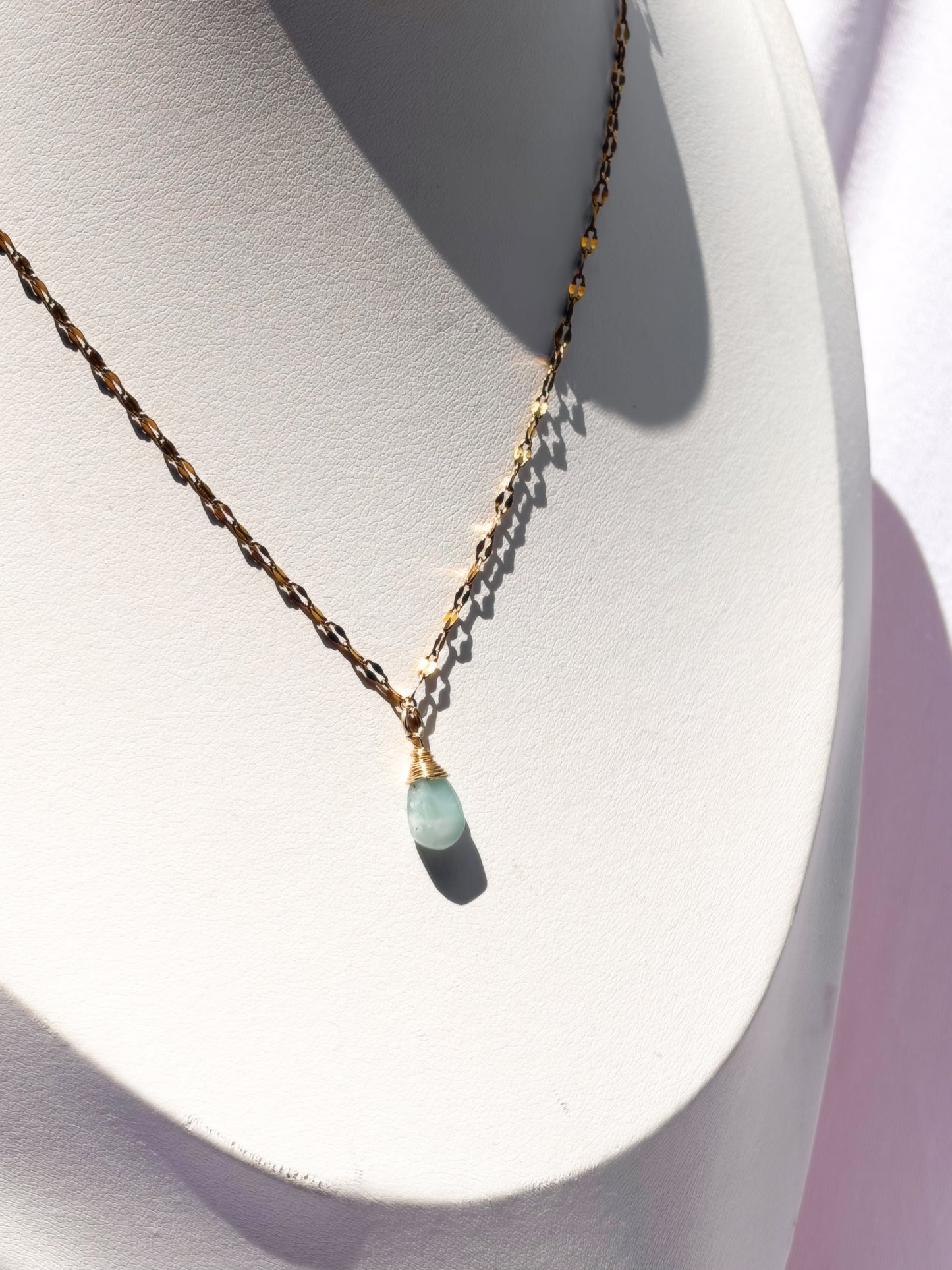 Gold Larimar Pendant Necklace