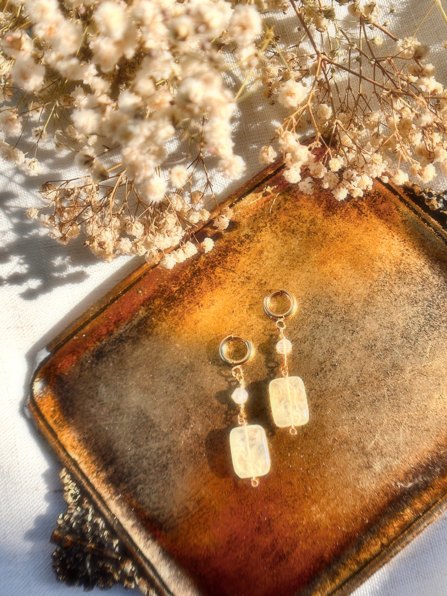 Prehnite & Moonstone Huggies