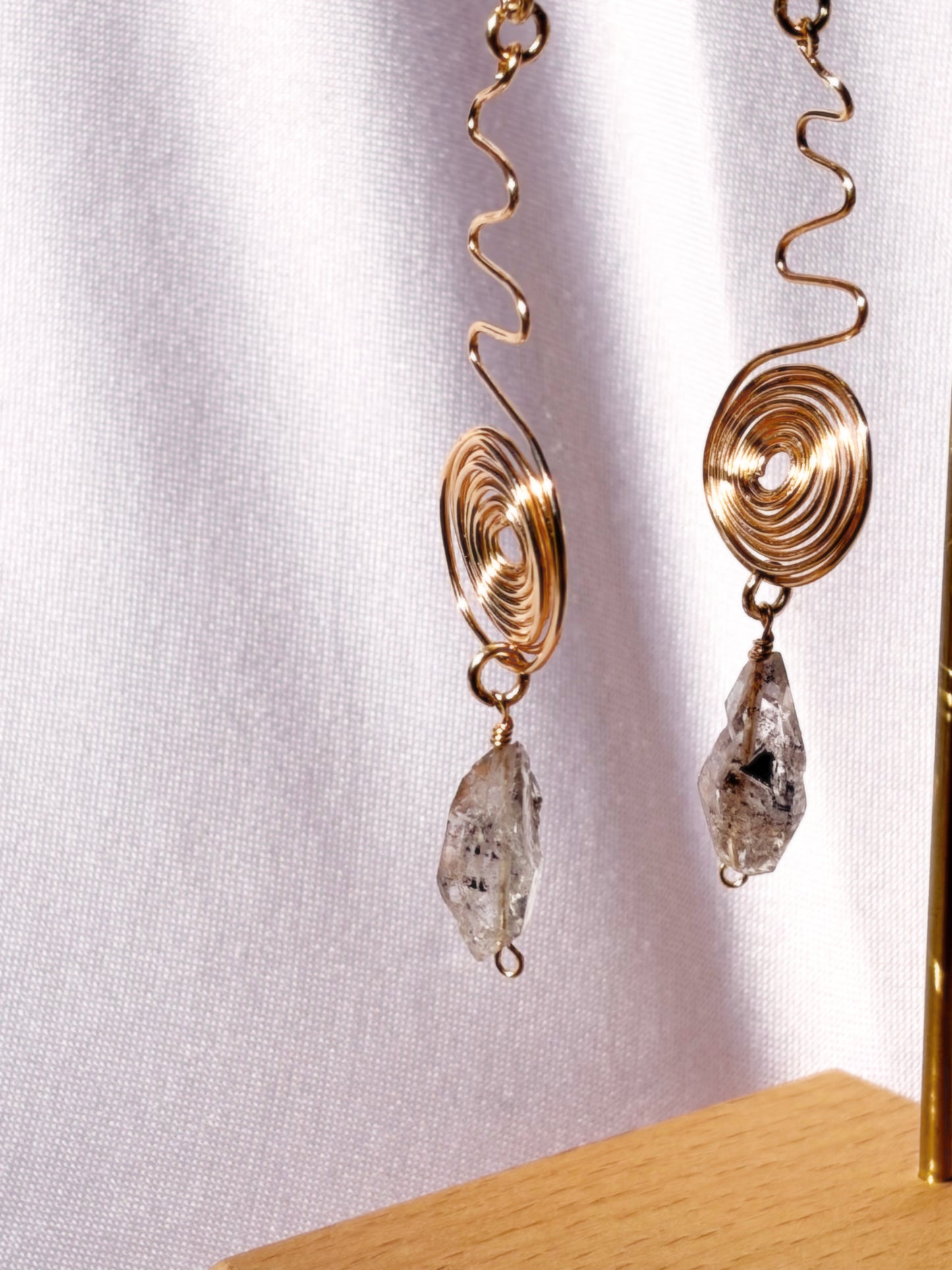 Herkimer Diamond swirl earrings