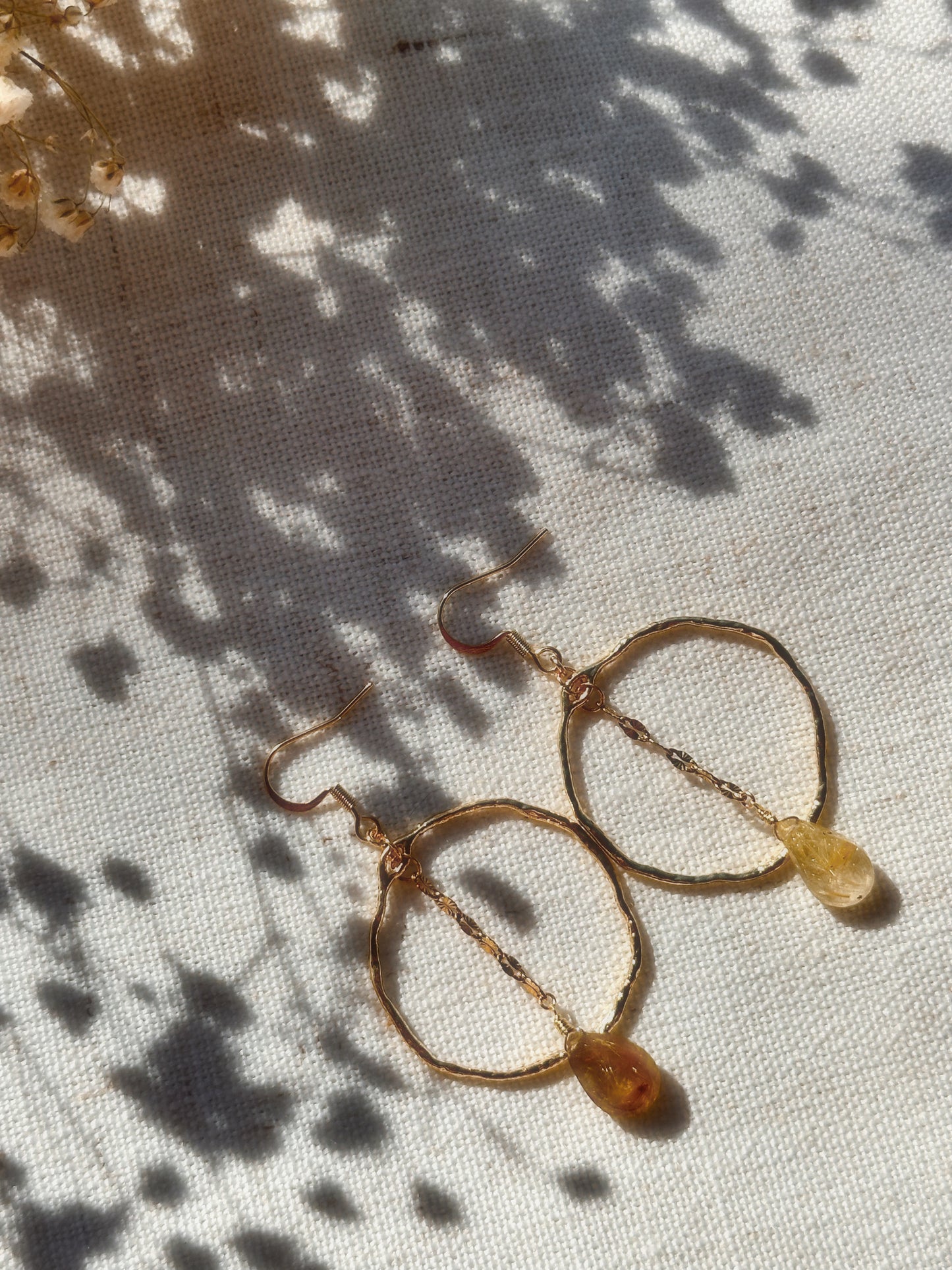 Golden Rutilated Quartz Hoopies