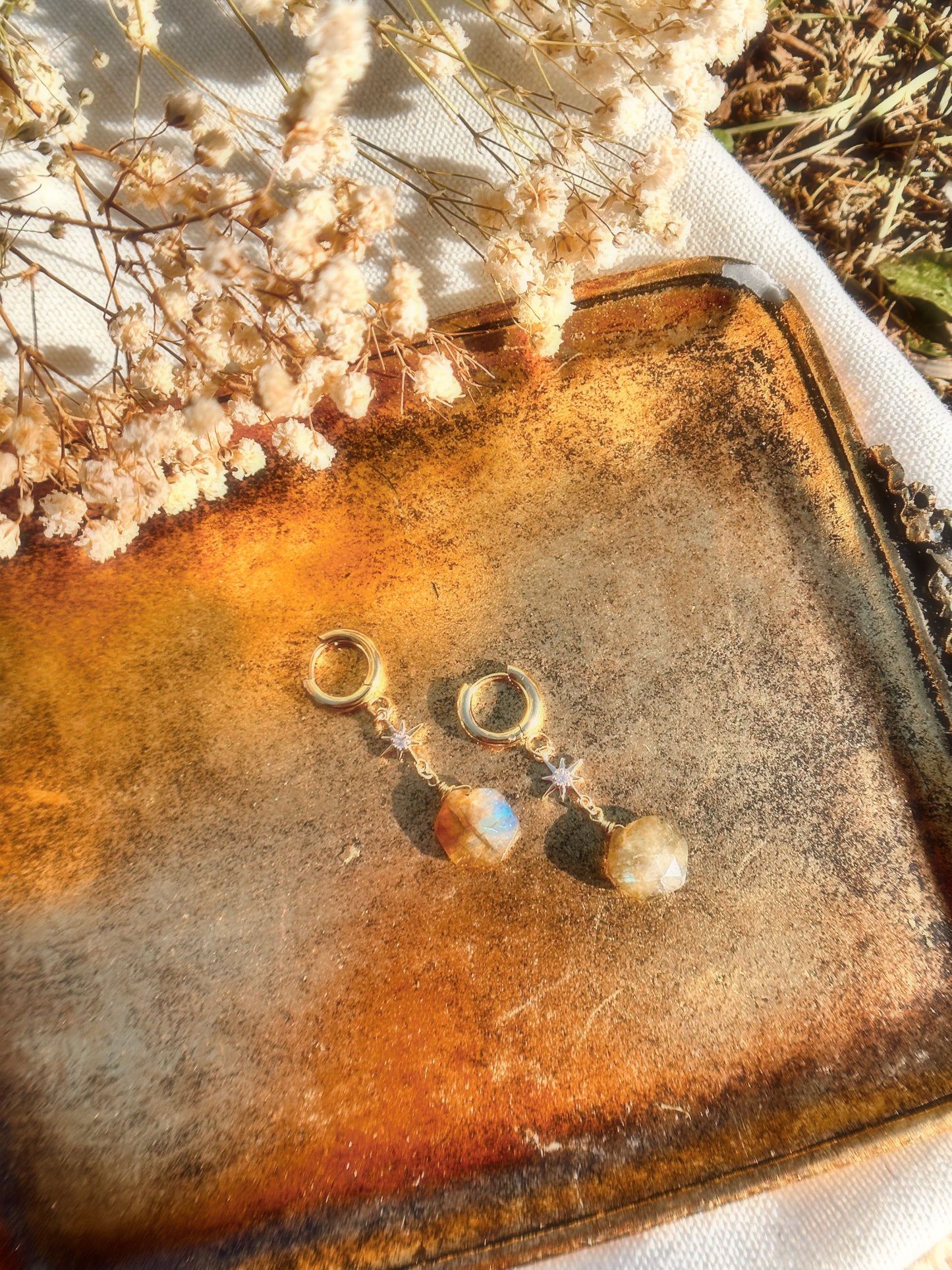 Labradorite Huggies